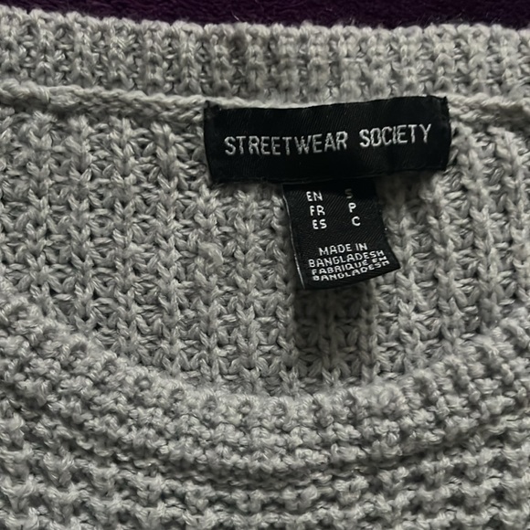 Gray knit streetwear Society sweater - Picture 2 of 3